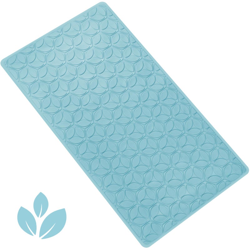 WRISIN Bathtub Mat Non Slip with Suction Cups - 100% Rubber Bathroom Mat Textured for Bath Tub Shower Safety - Soft on Touch - BPA/PVC Free - Pet Dog Bath Mat - Machine Washable - 16 ? 28 Inch(Blue) - Image 1
